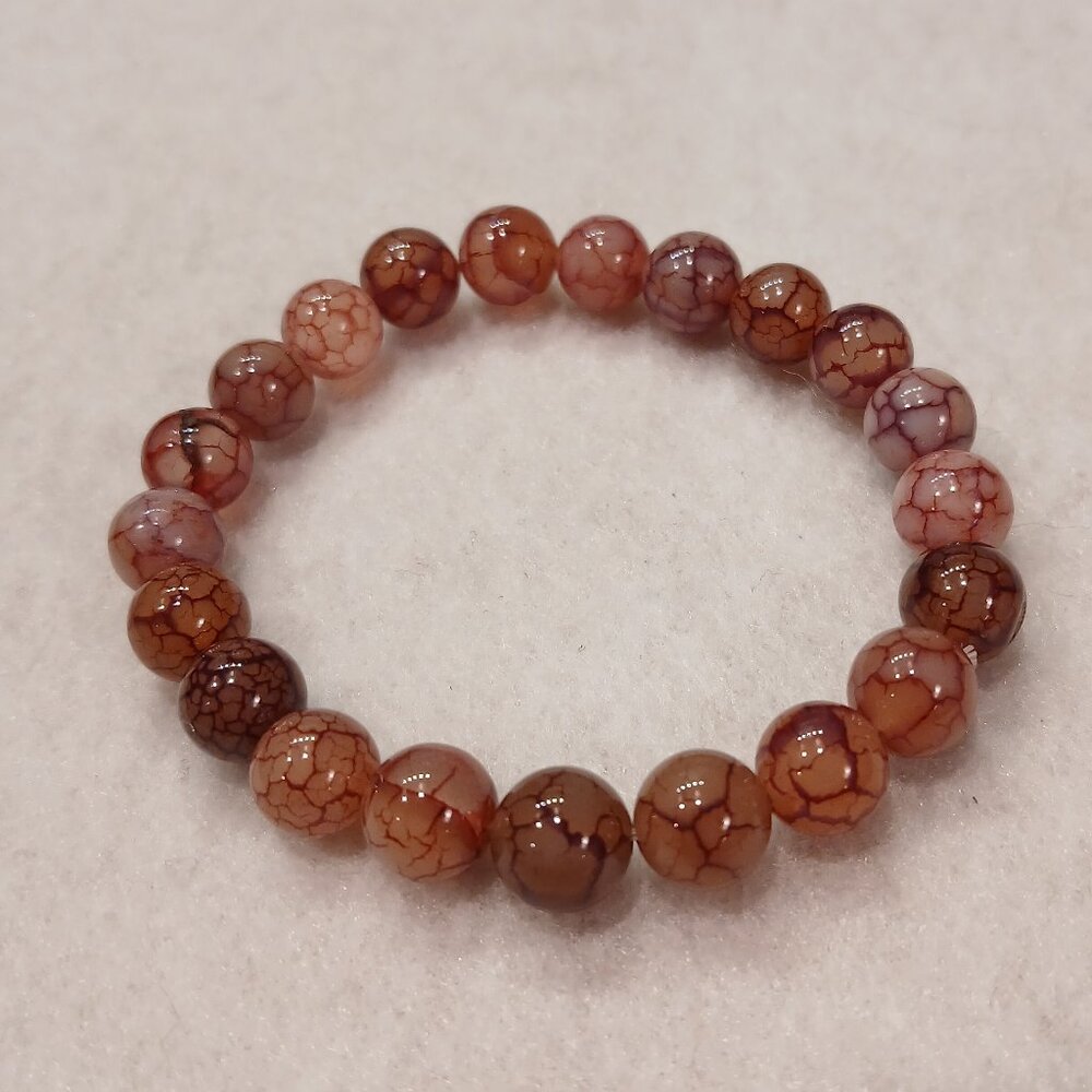 Dragon Vein Agate Gemstone 8mm Stretchy Bracelet (NWOT)